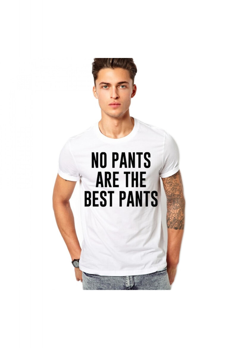 THEICONIC Tricou alb barbati - No pants - Pled.ro