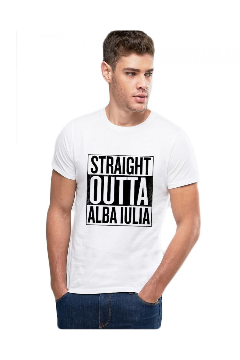 THEICONIC Tricou alb barbati - Straight Outta Alba Iulia - Pled.ro