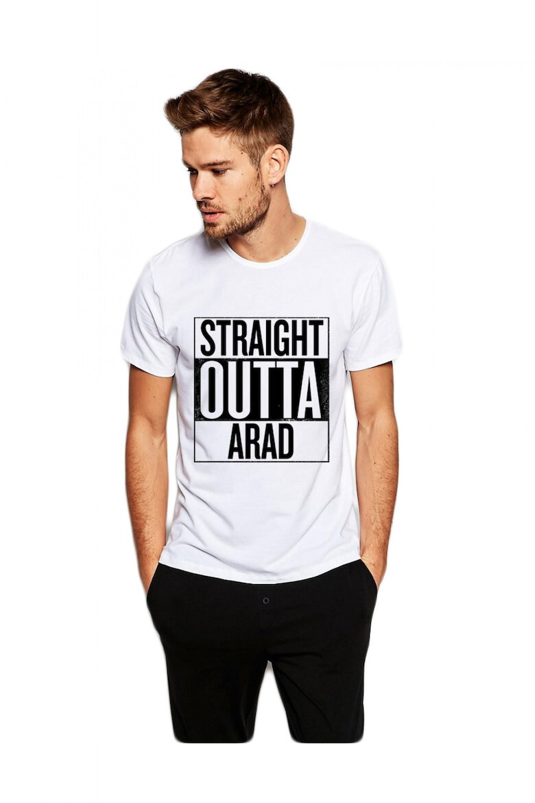 THEICONIC Tricou alb barbati - Straight Outta Arad - Pled.ro