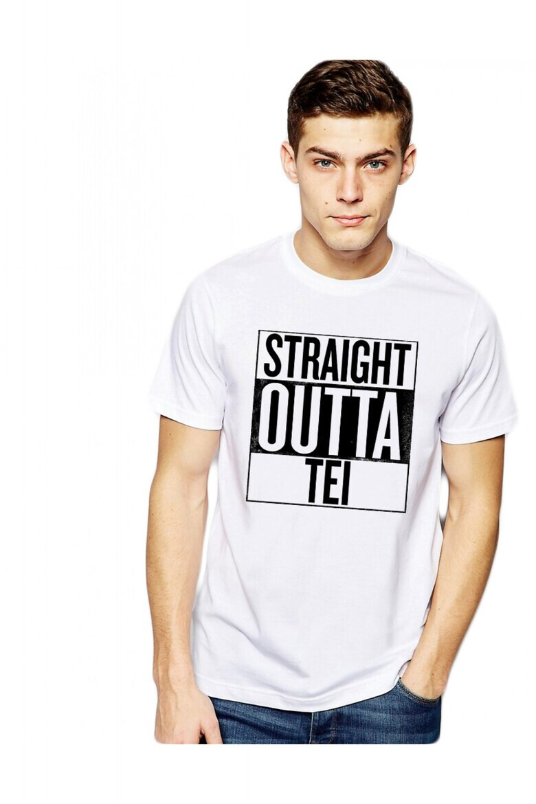 THEICONIC Tricou alb barbati - Straight Outta Tei - Pled.ro