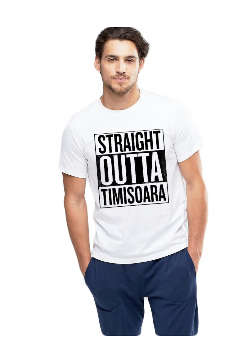 THEICONIC Tricou alb barbati - Straight Outta Timisoara - Pled.ro