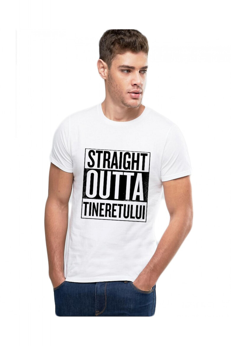 THEICONIC Tricou alb barbati - Straight Outta Tineretului - Pled.ro