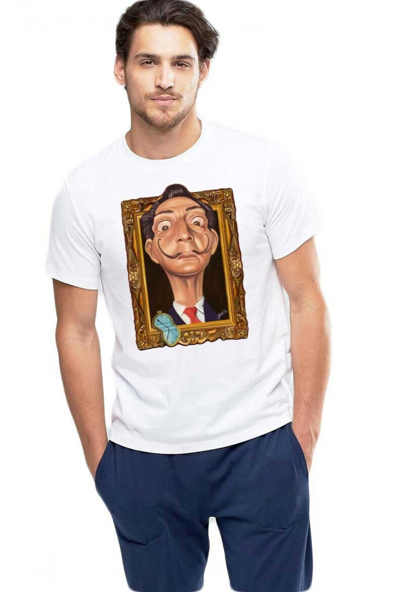 THEICONIC Tricou barbati alb - Dali - Frame - Pled.ro