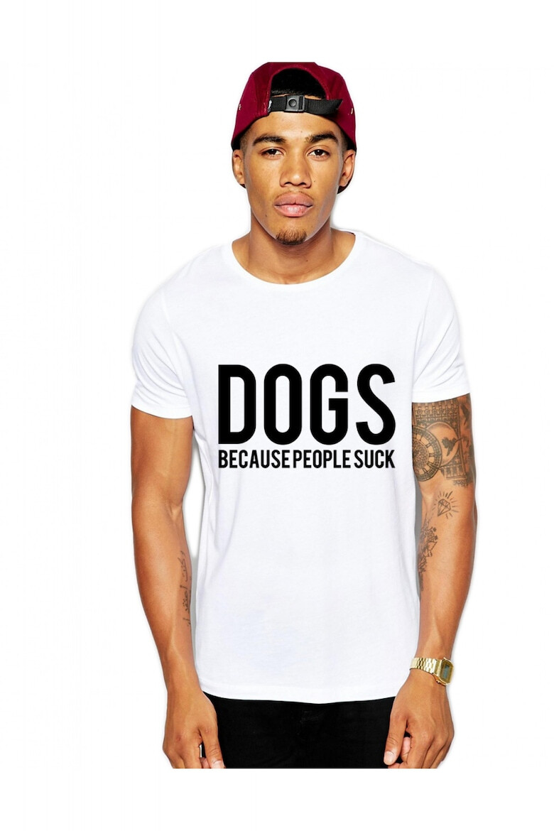 THEICONIC Tricou barbati alb - Dogs - Pled.ro