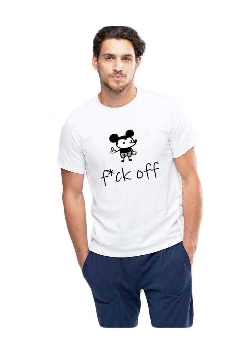 THEICONIC Tricou barbati alb - f*ck off Mickey Mouse - Pled.ro