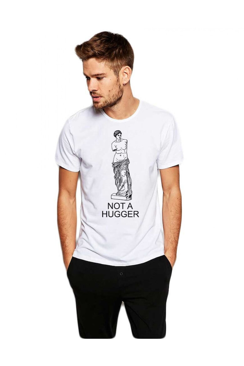 THEICONIC Tricou barbati alb - Not a hugger - Pled.ro