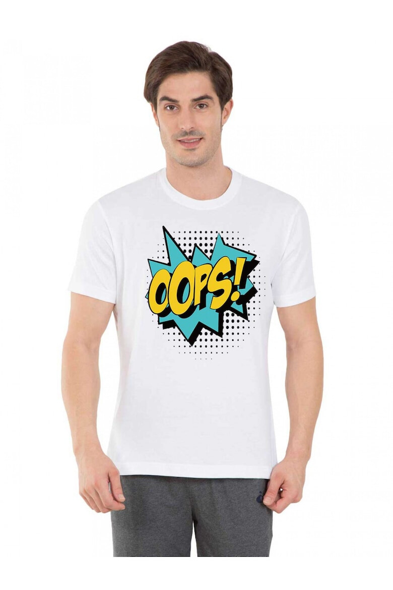 THEICONIC Tricou barbati alb - Oops - Pled.ro