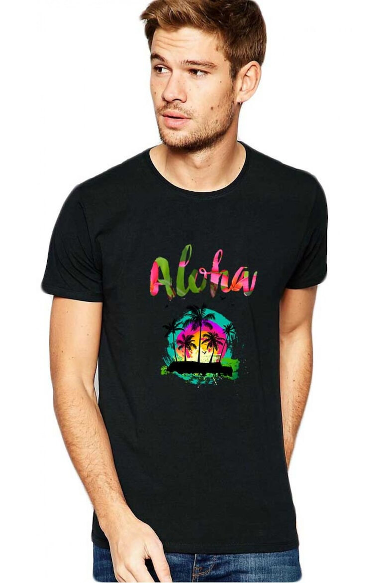 THEICONIC Tricou barbati negru - Aloha Exotic - Pled.ro