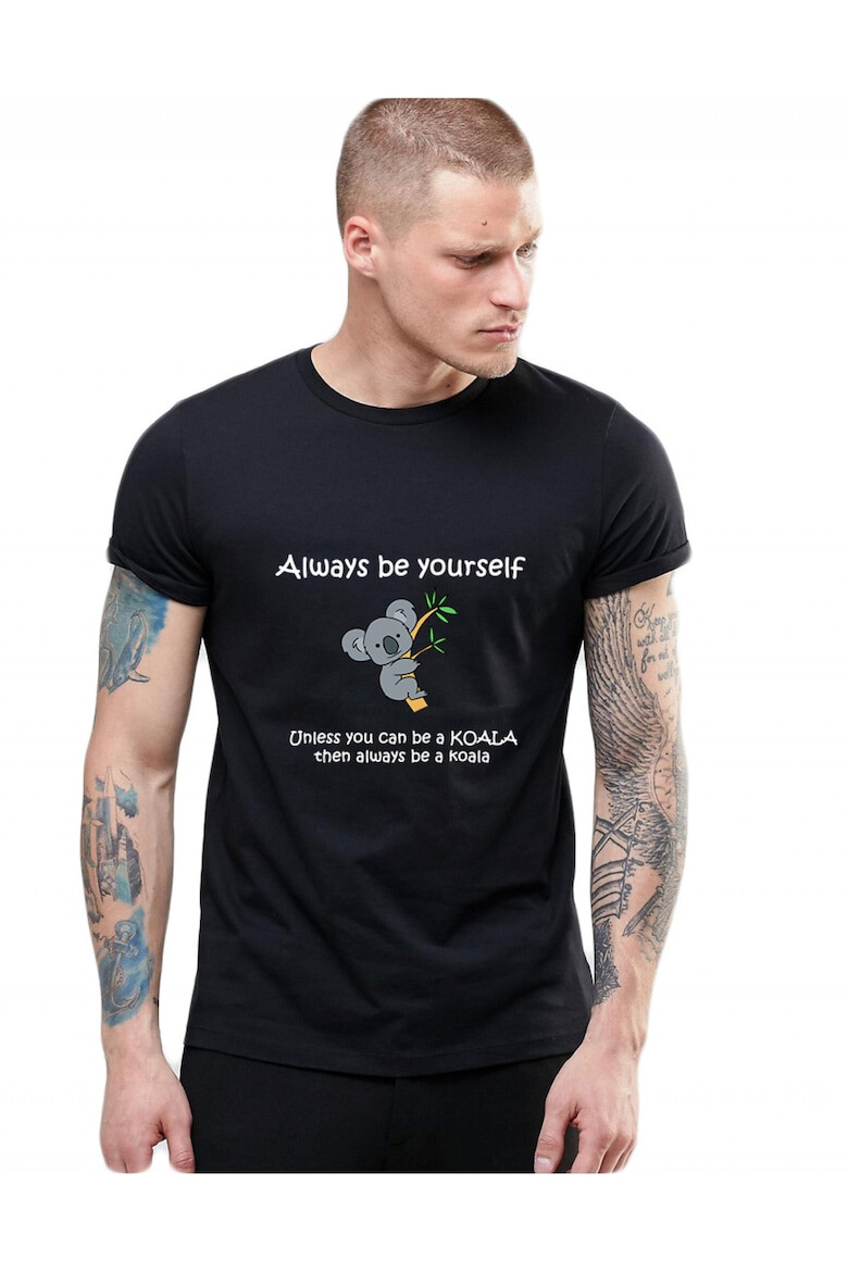 THEICONIC Tricou barbati negru Be yourself Koala - Pled.ro