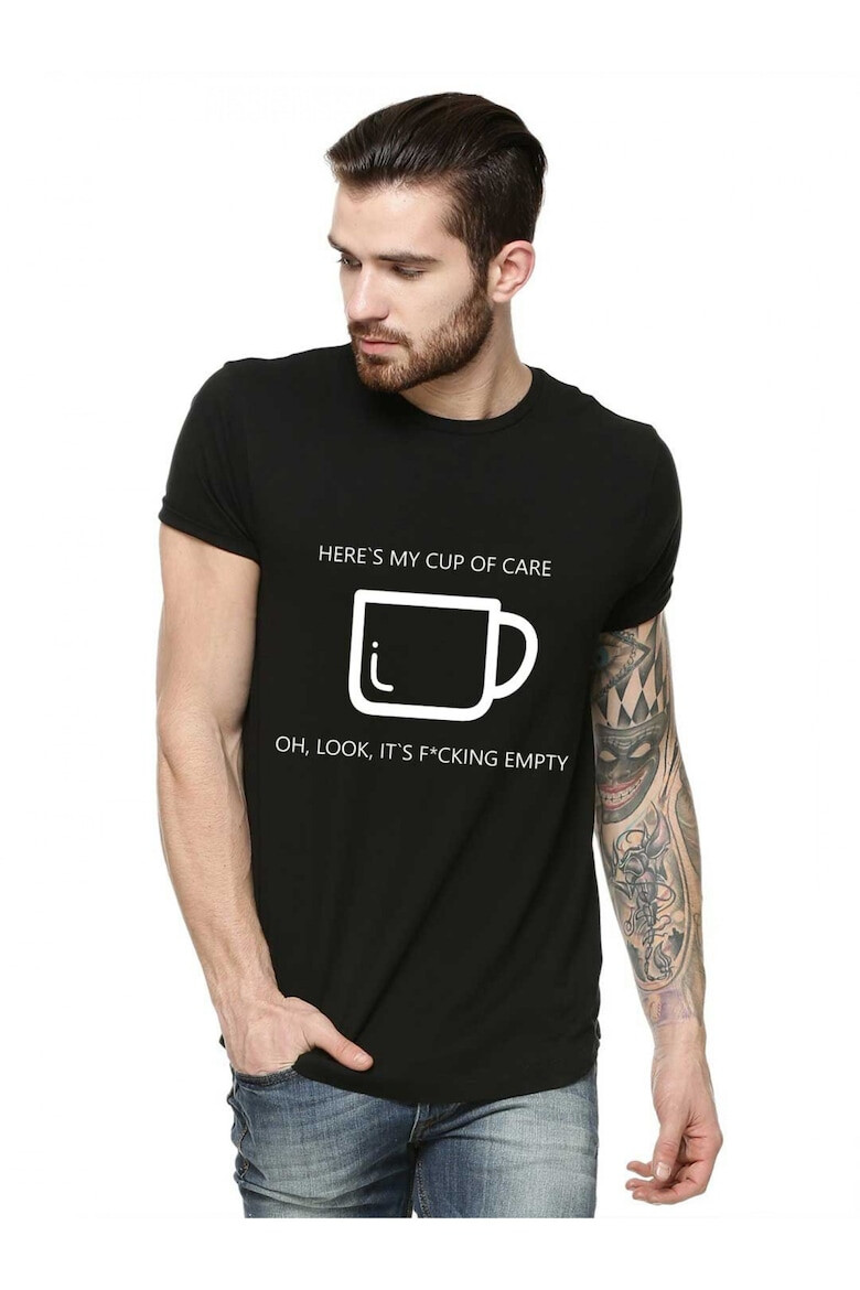 THEICONIC Tricou barbati negru - Cup of care - Pled.ro