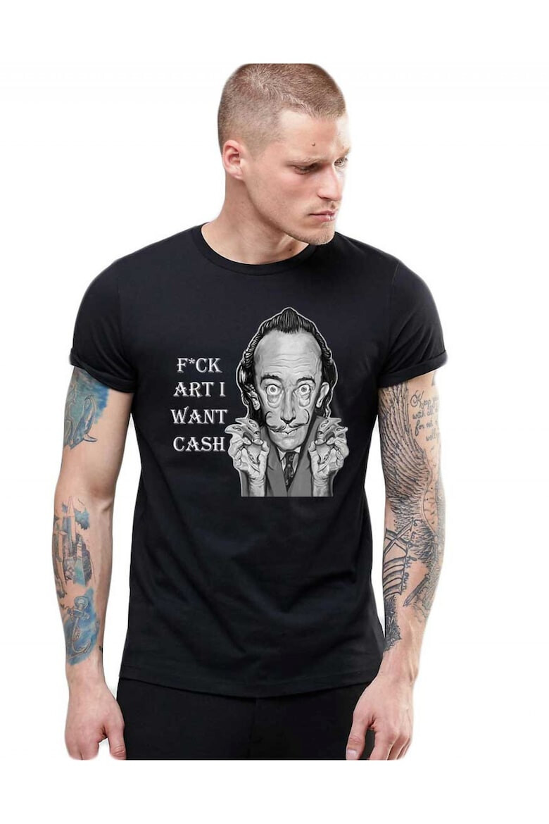 THEICONIC Tricou barbati negru - Dali - I want CASH - Pled.ro