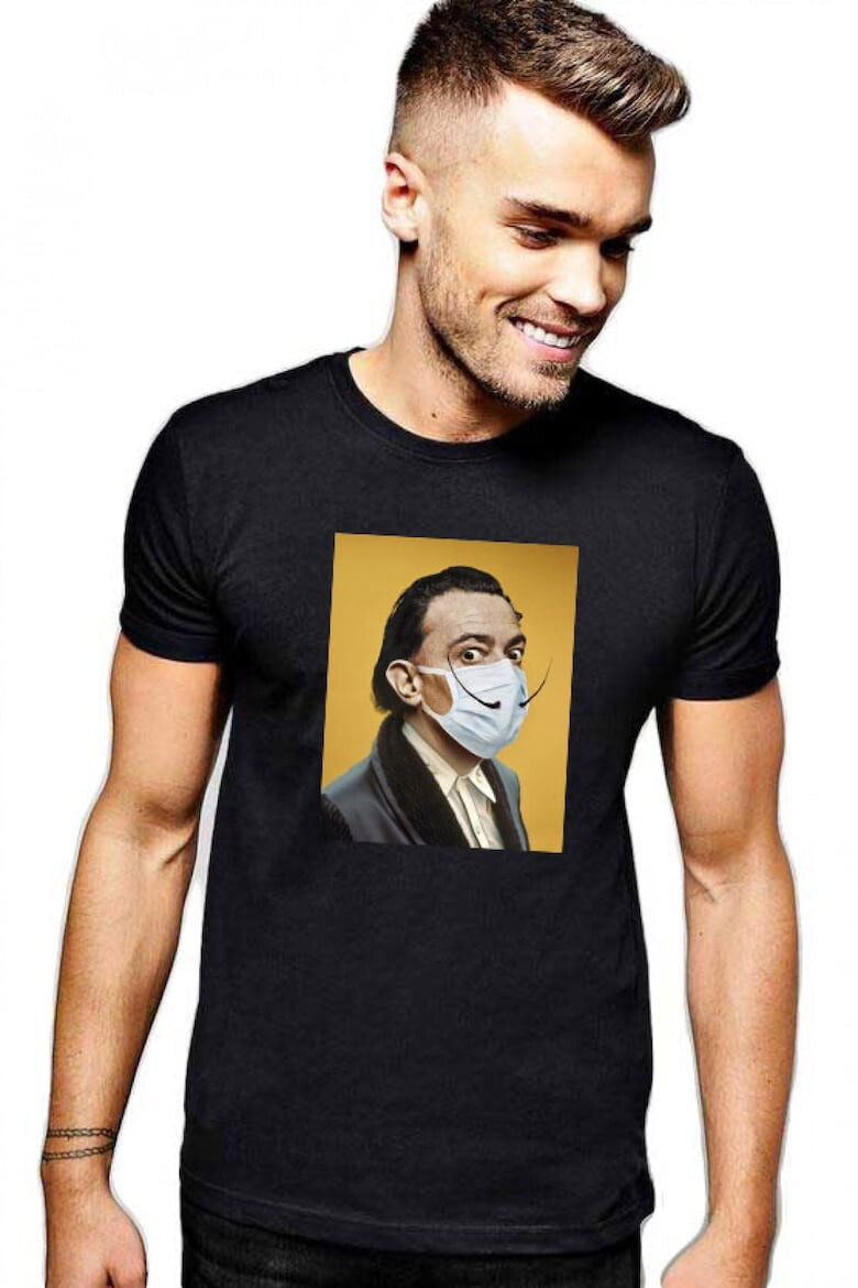 THEICONIC Tricou barbati negru - Dali in Pandemie - Pled.ro