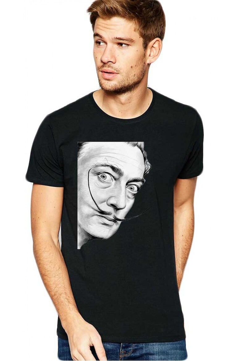 THEICONIC Tricou barbati negru - Dali - Portret - Pled.ro