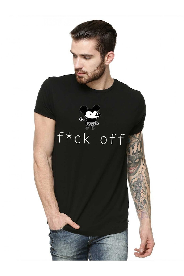 THEICONIC Tricou barbati negru - f*ck off Mickey Mouse - Pled.ro