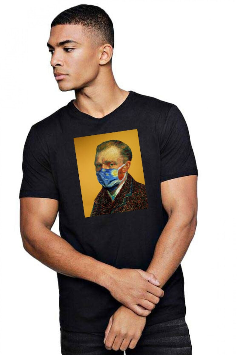 THEICONIC Tricou barbati negru - Van Gogh in Pandemie - Pled.ro