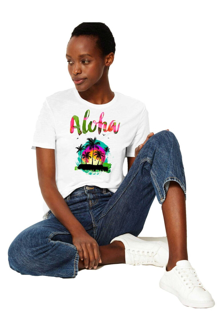 THEICONIC Tricou dama alb Aloha - Pled.ro