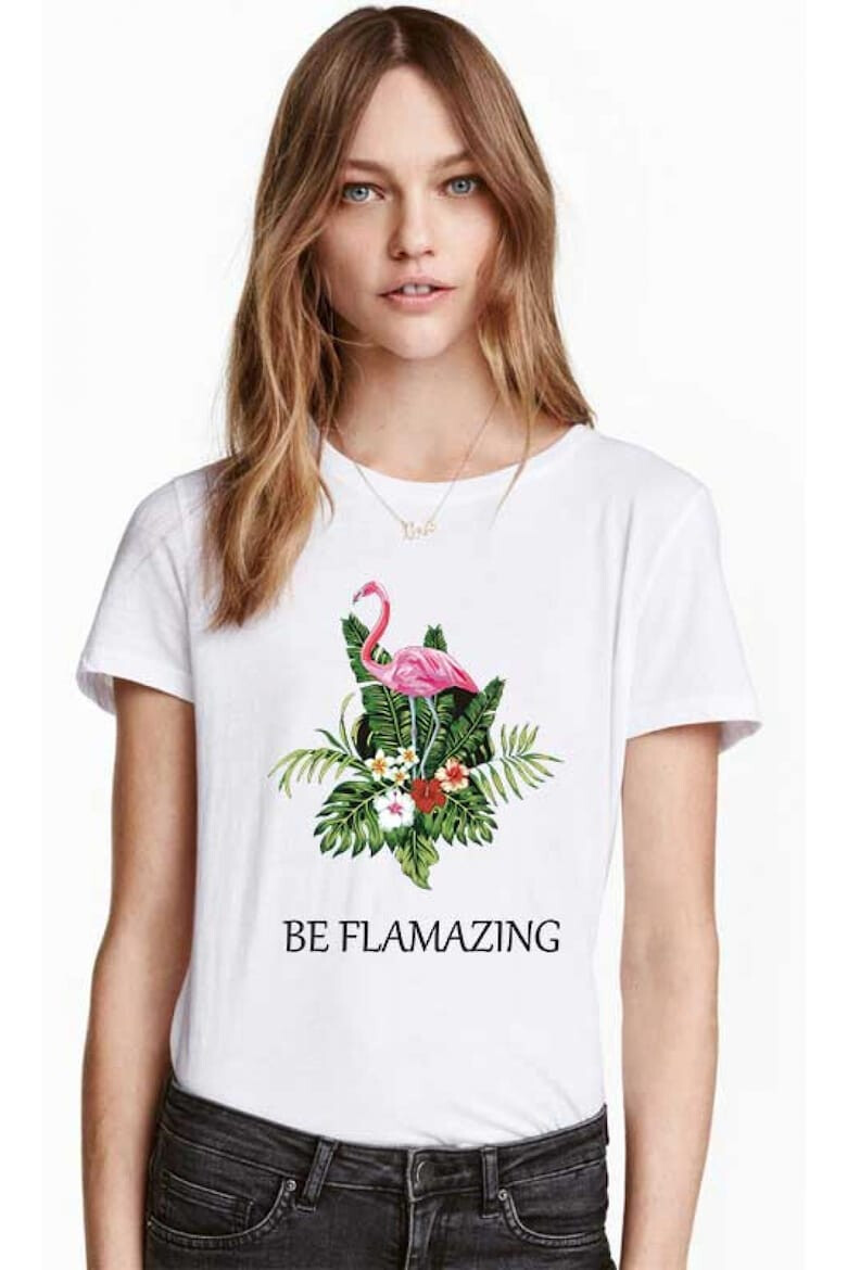 THEICONIC Tricou dama alb - Be Flamazing - Pled.ro