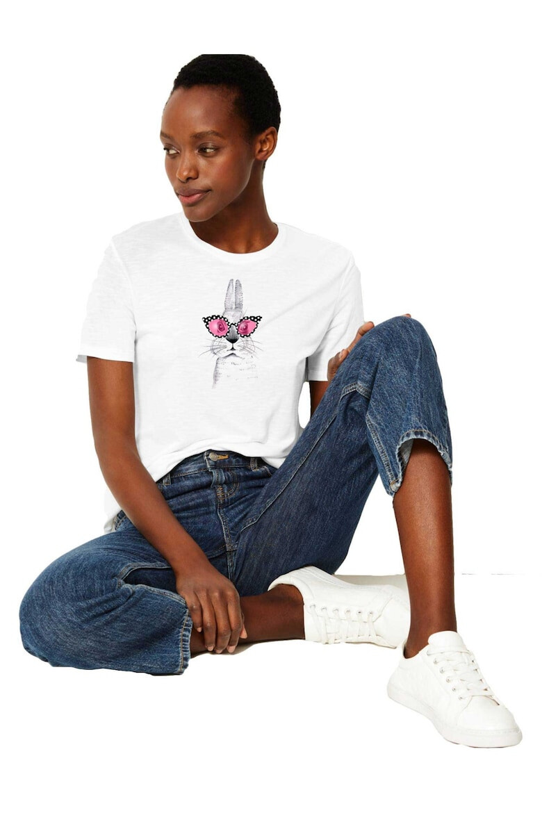 THEICONIC Tricou dama alb - Bunny Fashion - Pled.ro