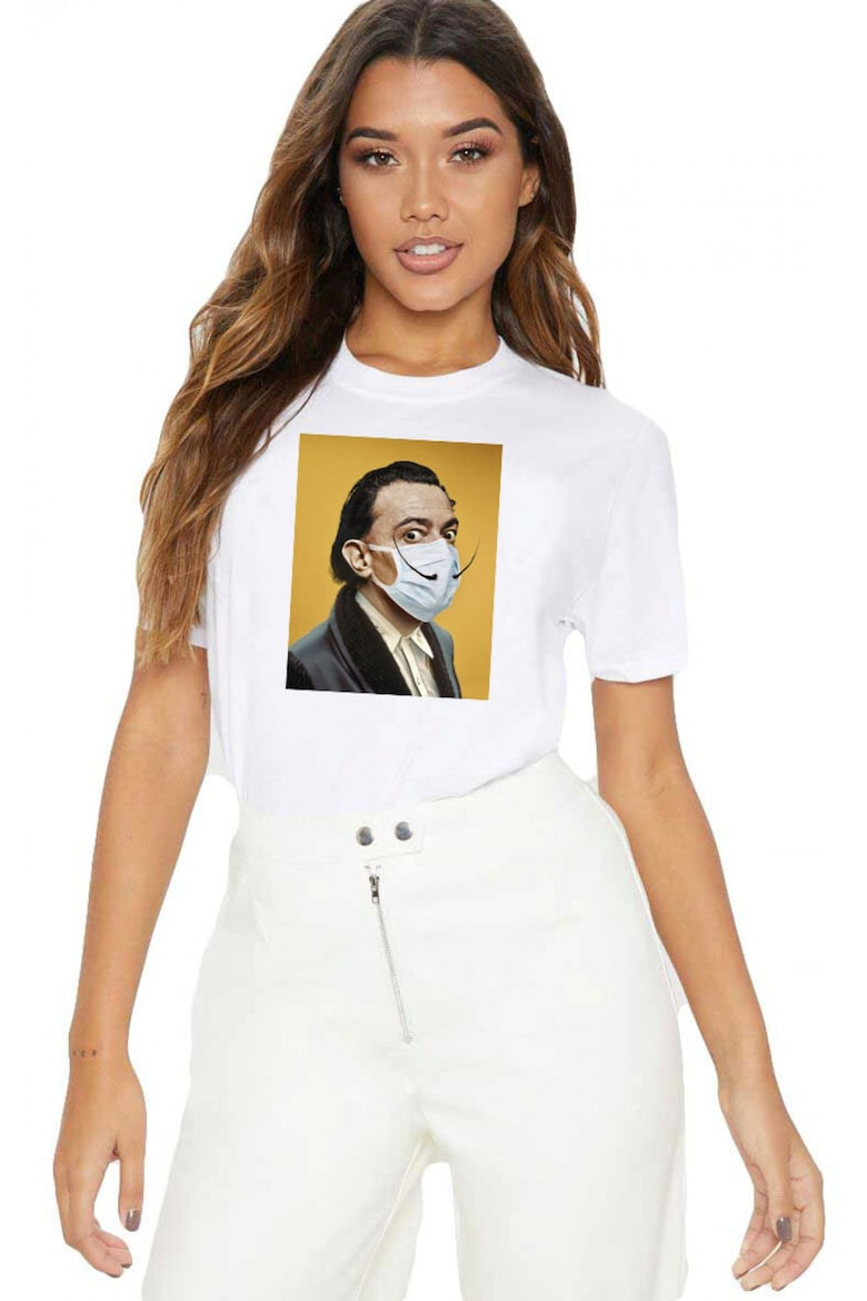 THEICONIC Tricou dama alb - Dali in Pandemie - Pled.ro