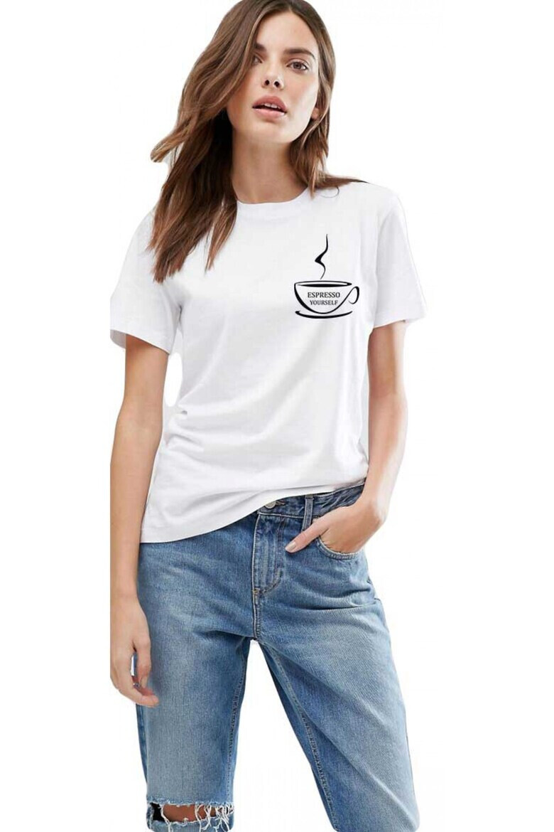 THEICONIC Tricou dama alb - Espresso Yourself II - Pled.ro