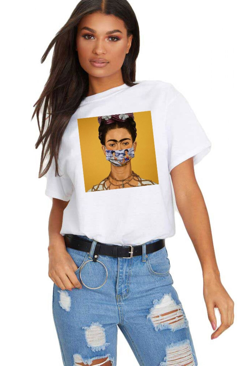 THEICONIC Tricou dama alb - Frida in Pandemie - Pled.ro