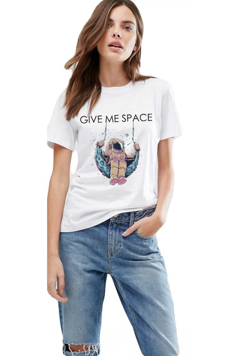 THEICONIC Tricou dama alb - Give me space - Pled.ro