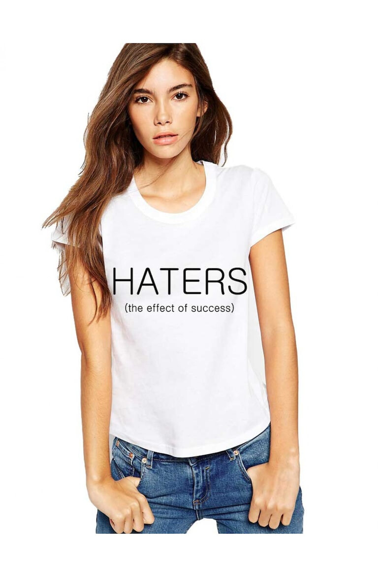 THEICONIC Tricou dama alb - HATERS - Pled.ro