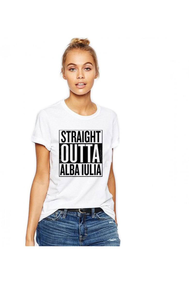 THEICONIC Tricou dama alb - Straight Outta Alba Iulia - Pled.ro