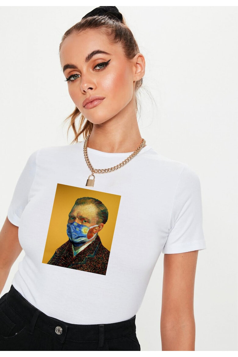 THEICONIC Tricou dama alb - Van Gogh in Pandemie - Pled.ro