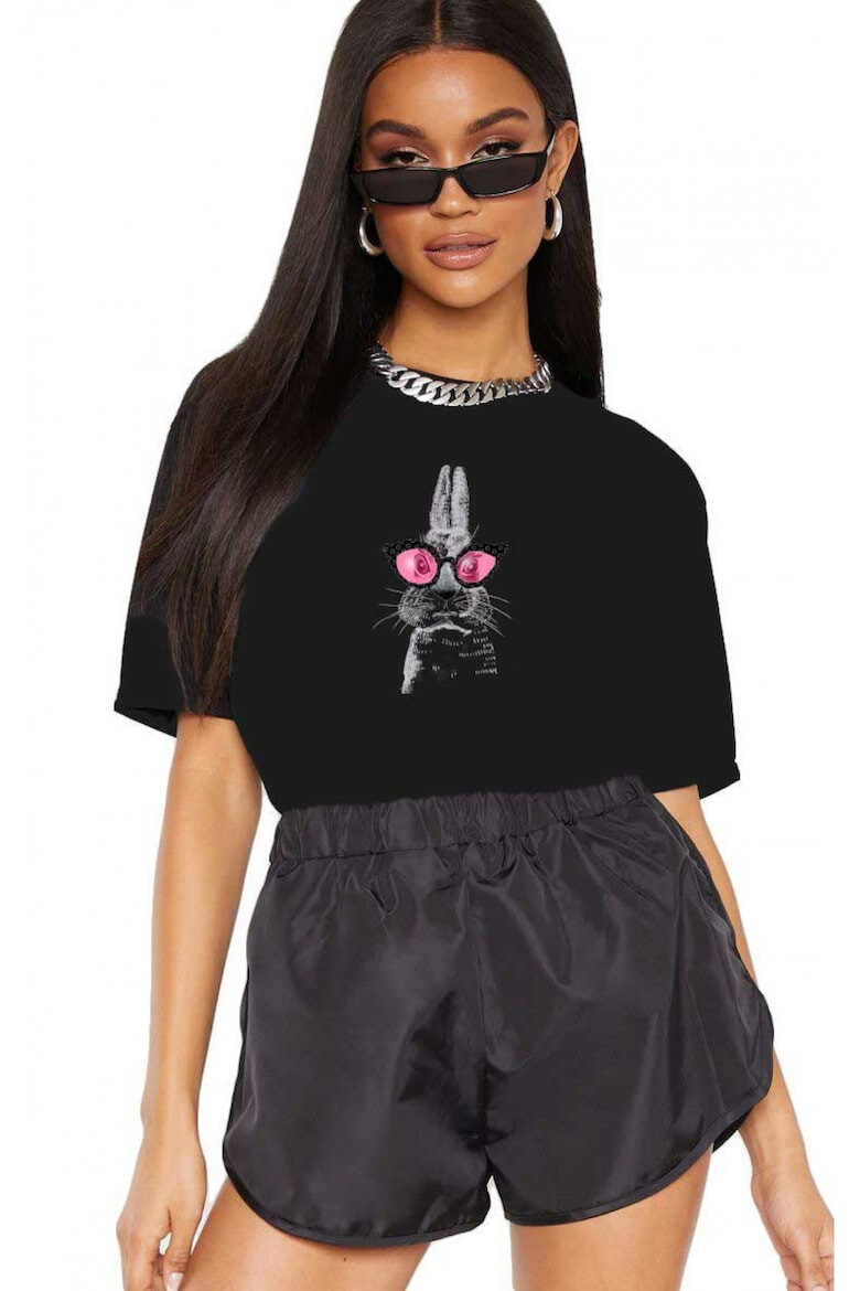 THEICONIC Tricou dama negru - Bunny Fashion - Pled.ro