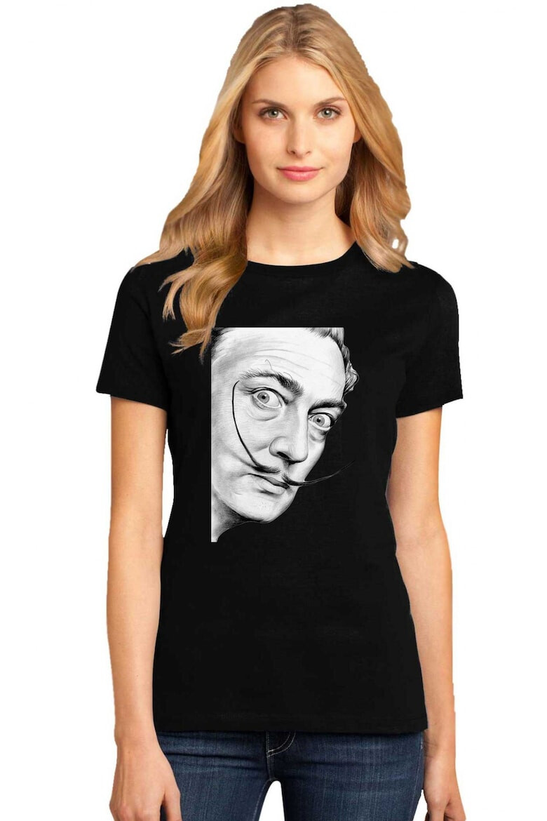 THEICONIC Tricou dama negru - Dali - Portret - Pled.ro