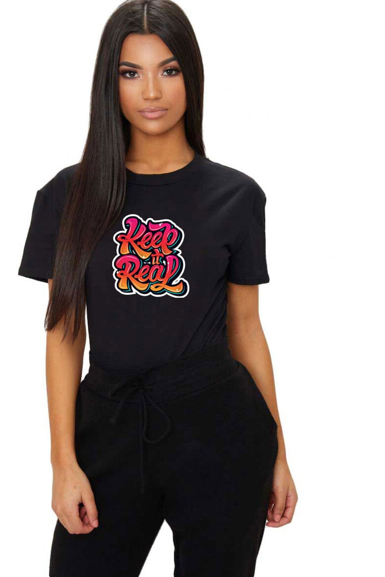 THEICONIC Tricou dama negru - Keep it real - Pled.ro