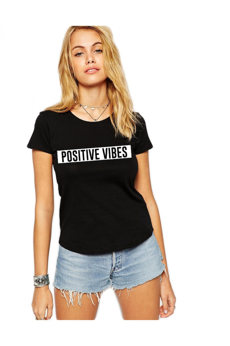 THEICONIC Tricou dama negru - Positive Vibes - Pled.ro