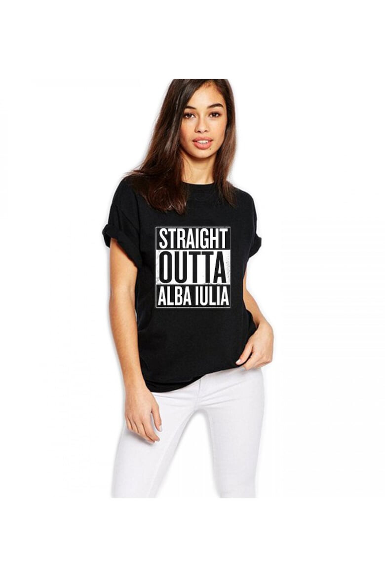 THEICONIC Tricou dama negru - Straight Outta Alba Iulia - Pled.ro