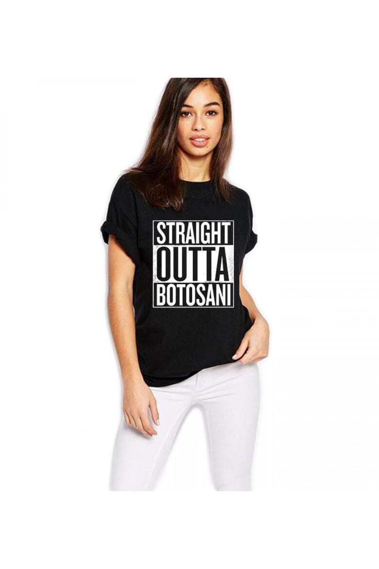 THEICONIC Tricou dama negru - Straight Outta Botosani - Pled.ro