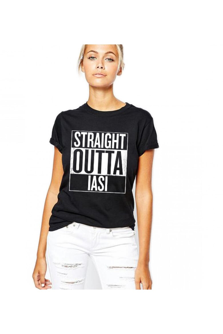 THEICONIC Tricou dama negru - Straight Outta Iasi - Pled.ro