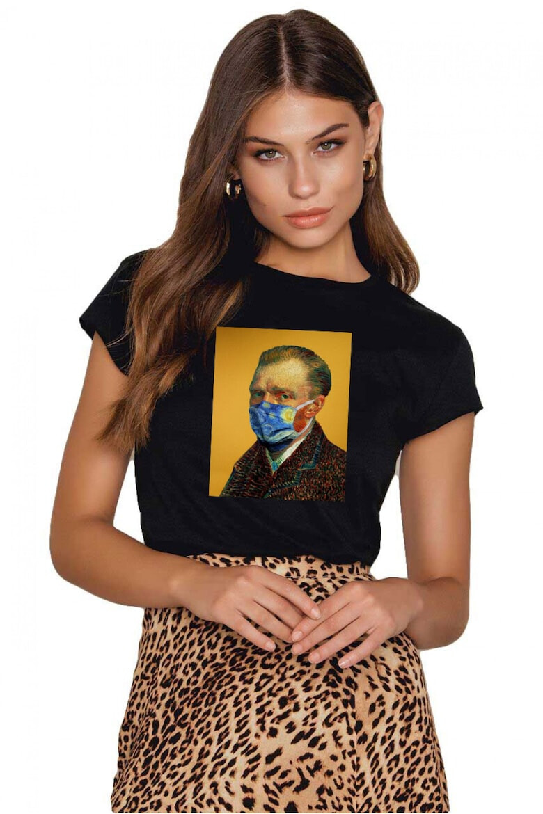 THEICONIC Tricou dama negru - Van Gogh in Pandemie - Pled.ro