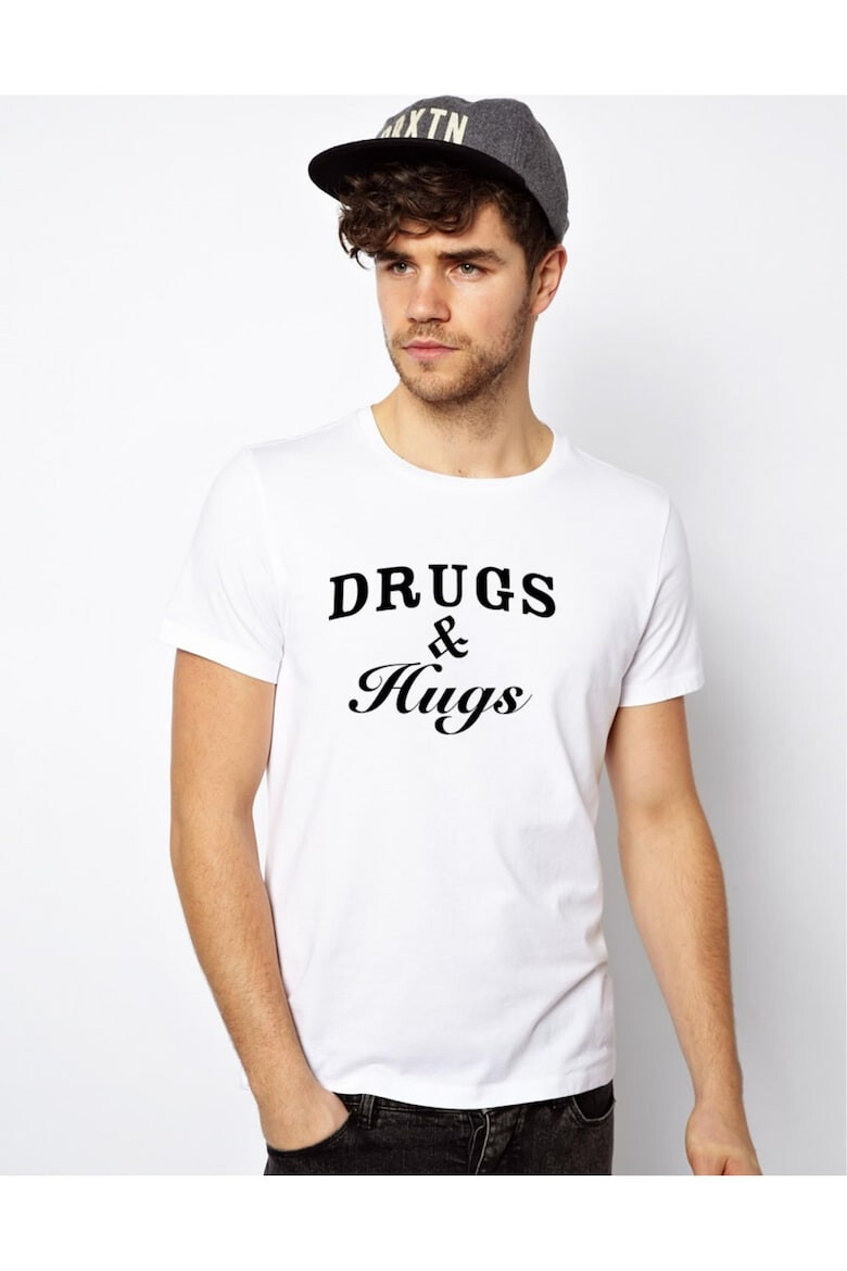 THEICONIC Tricou Drugs & Hugs - Alb - Pled.ro