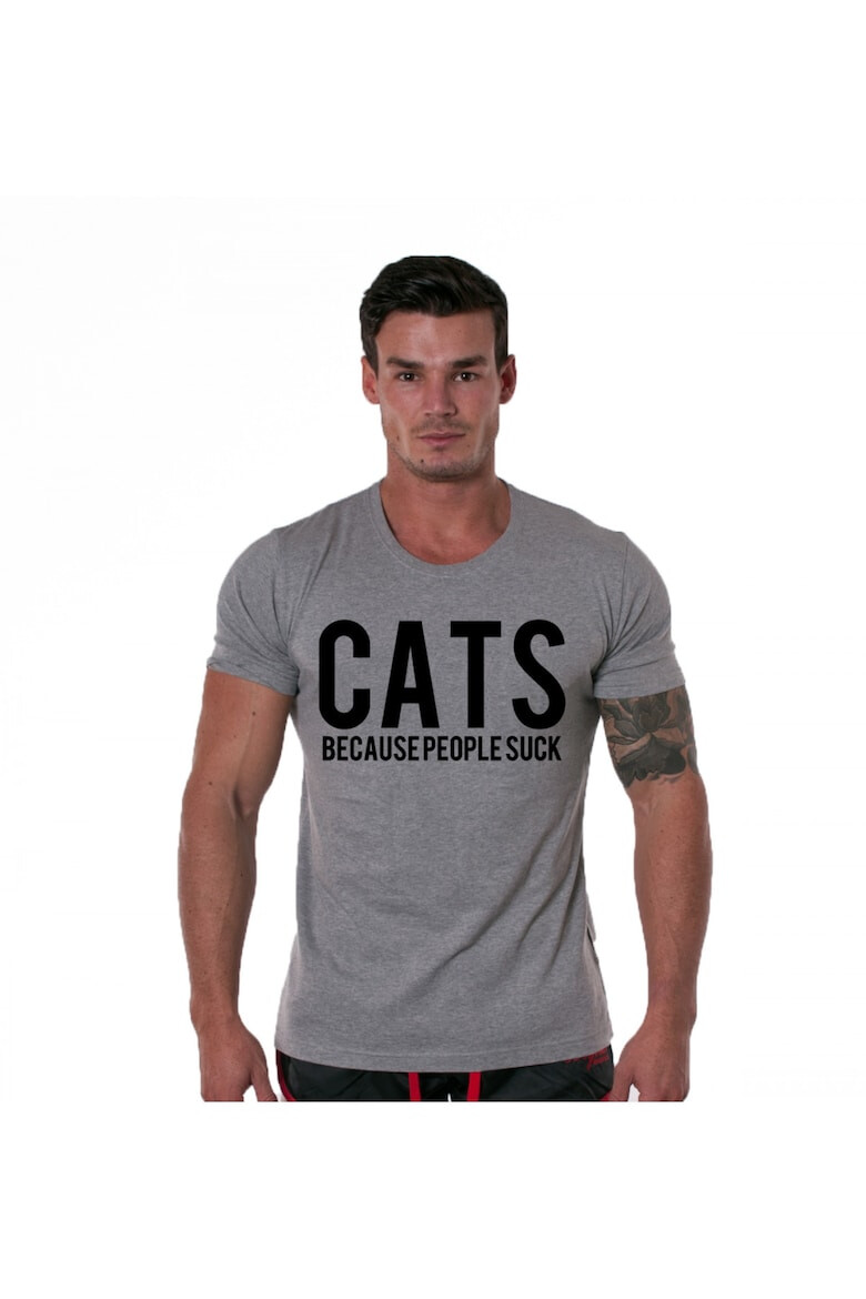 THEICONIC Tricou gri barbati - Cats - Pled.ro