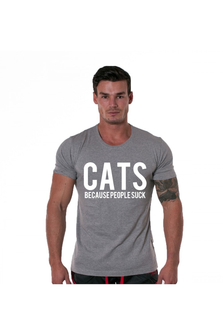 THEICONIC Tricou gri cu alb barbati - Cats - Pled.ro