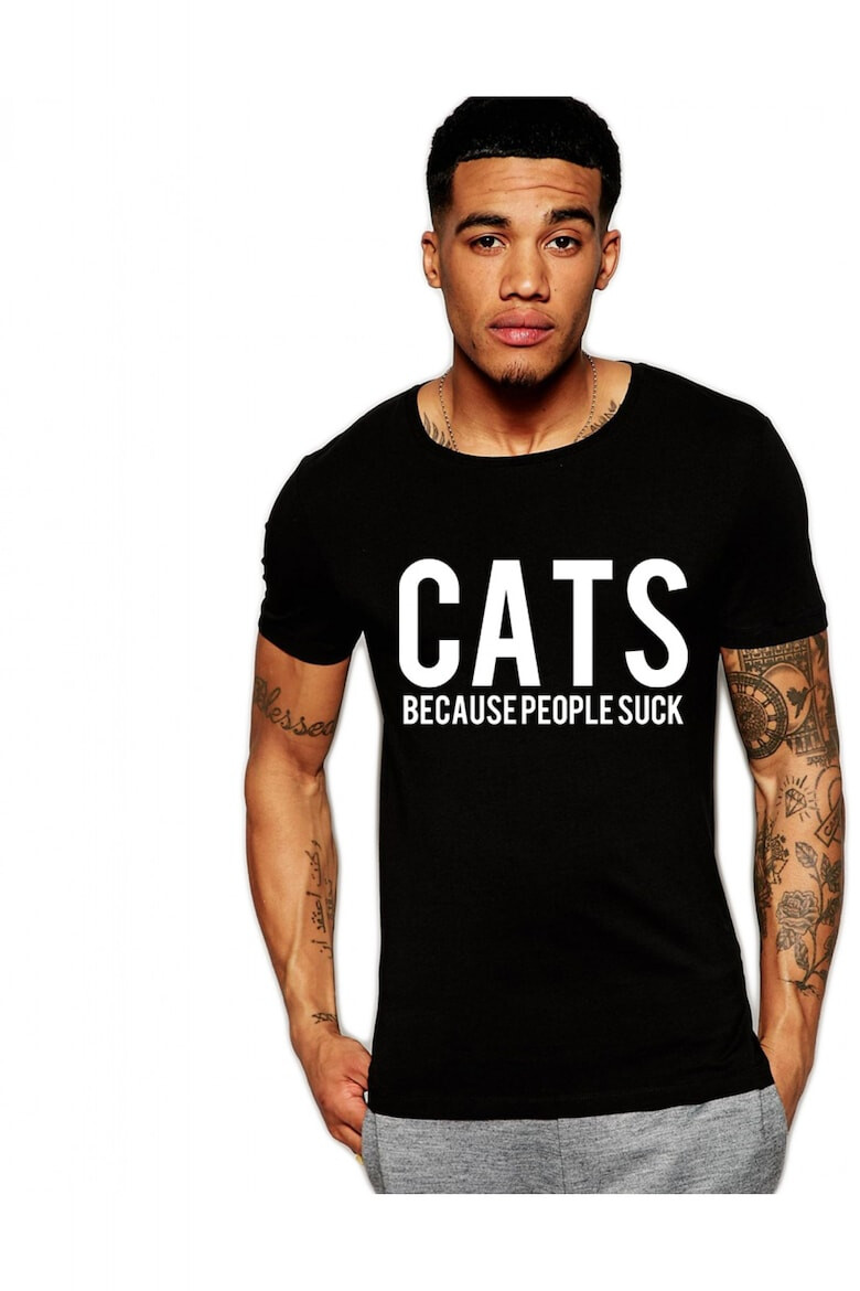 THEICONIC Tricou negru barbati - Cats - Pled.ro