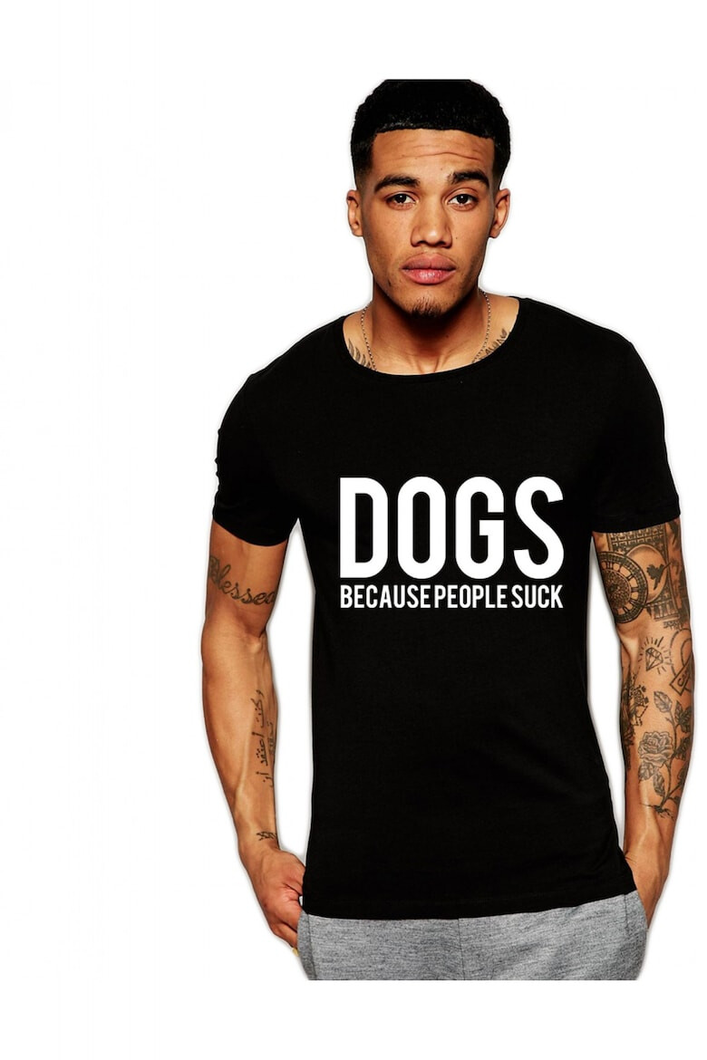 THEICONIC Tricou negru barbati - Dogs - Pled.ro