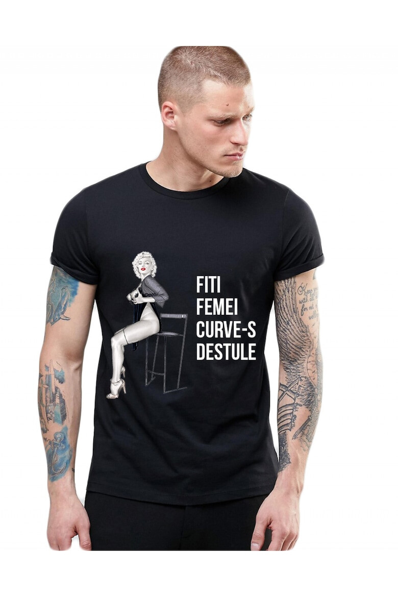 THEICONIC Tricou Negru Barbati - Fiti femei Cu*ve-s destule - Pled.ro