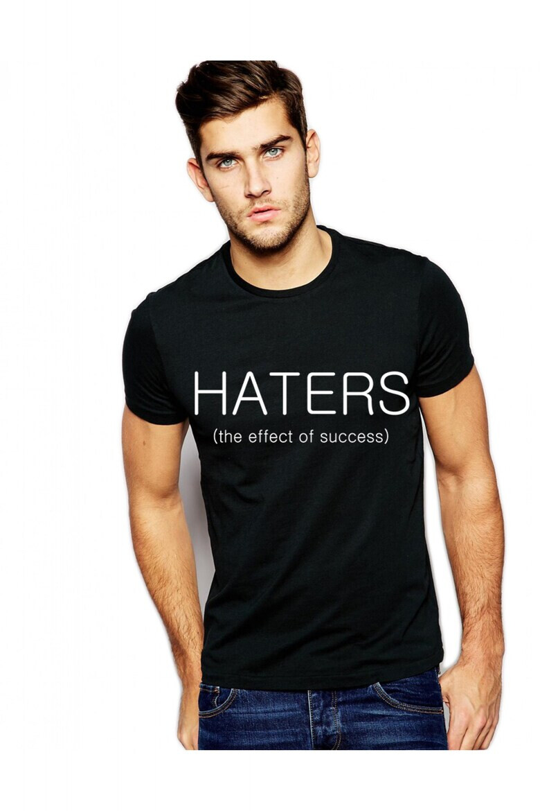 THEICONIC Tricou negru barbati - Haters - Pled.ro