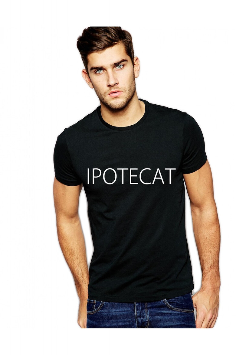 THEICONIC Tricou negru barbati - Ipotecat - Pled.ro