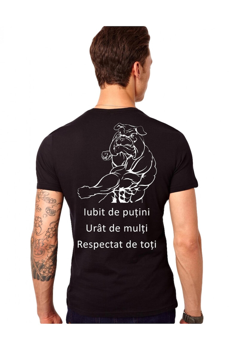 THEICONIC Tricou Negru Barbati - Iubit urat dar respectat - Pled.ro