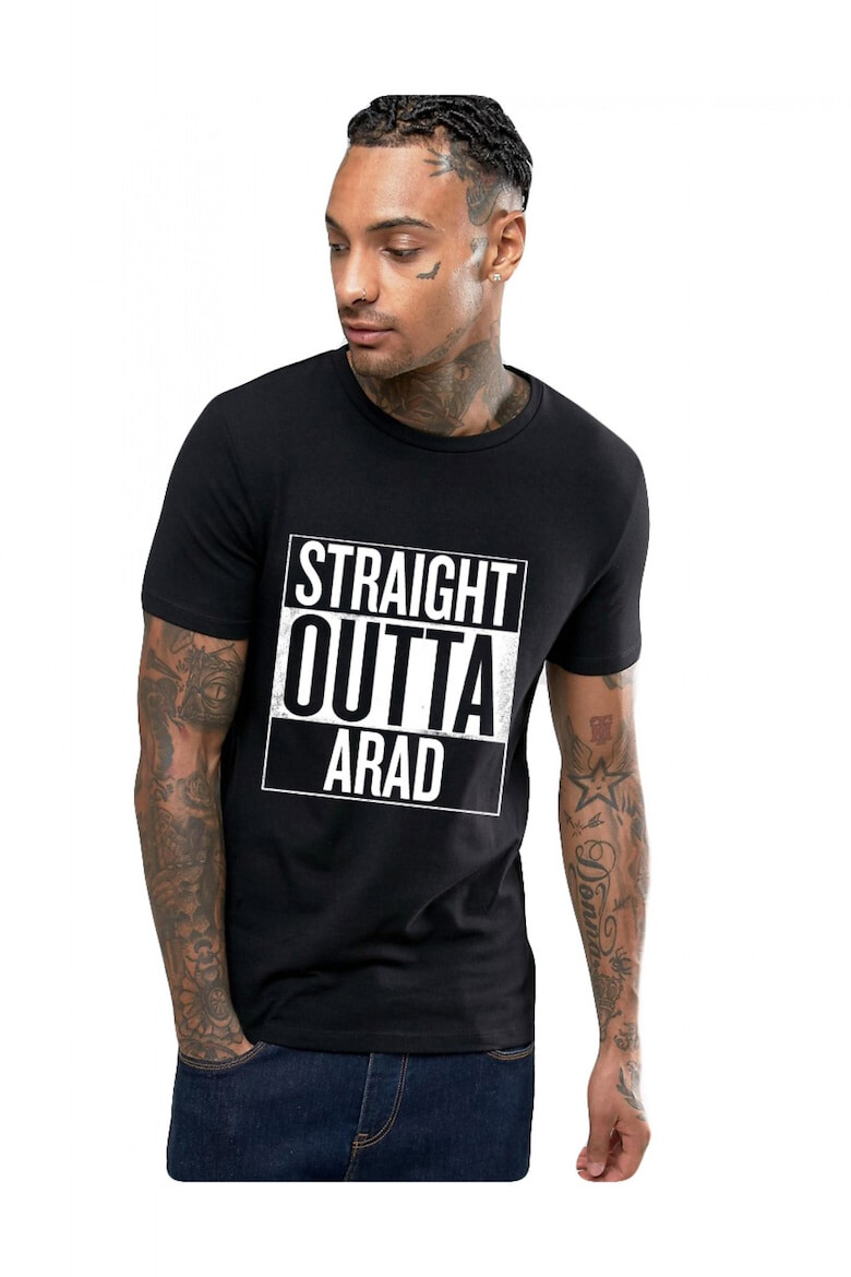 THEICONIC Tricou negru barbati - Straight Outta Arad - Pled.ro