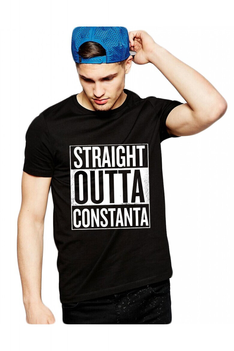 THEICONIC Tricou negru barbati - Straight Outta Constanta - Pled.ro