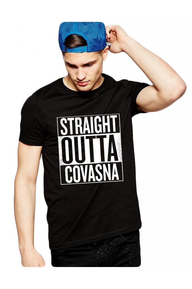 THEICONIC Tricou negru barbati - Straight Outta Covasna - Pled.ro