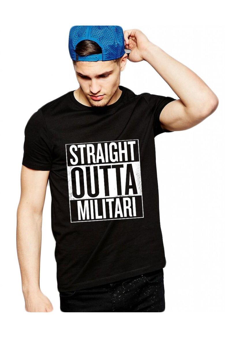 THEICONIC Tricou negru barbati - Straight Outta Militari - Pled.ro